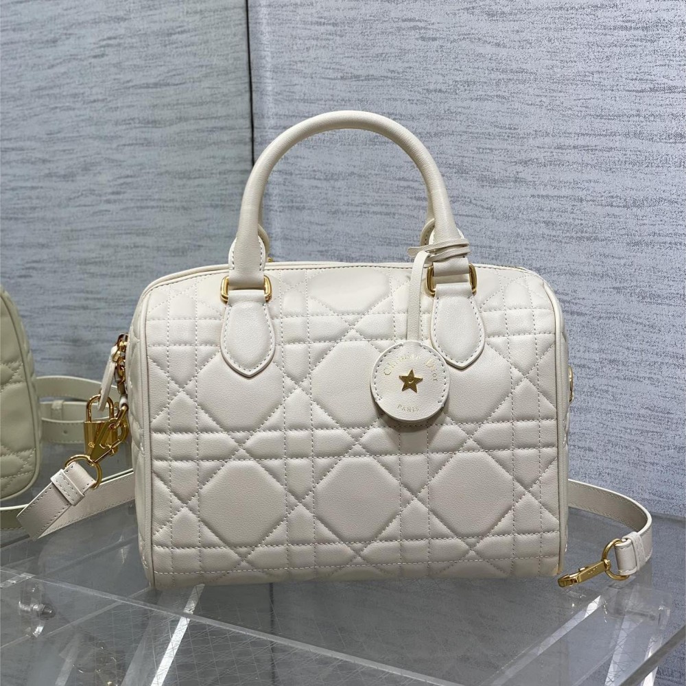 Christian Dior LADY DIOR denim white lambskin handbag Christian Dior LADY DIOR denim white lambskin handbag