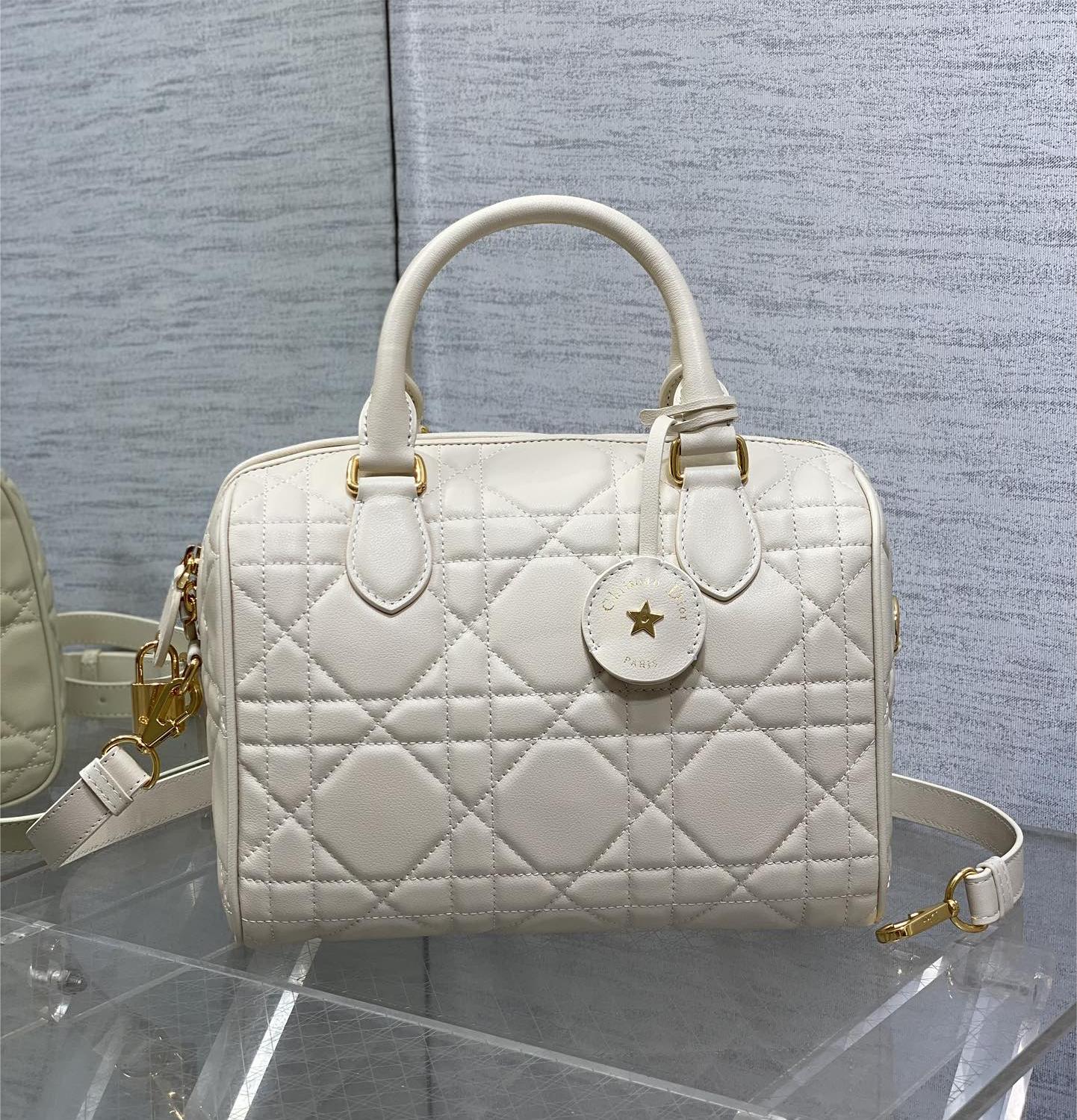 Christian Dior LADY DIOR denim white lambskin handbag Christian Dior LADY DIOR denim white lambskin handbag