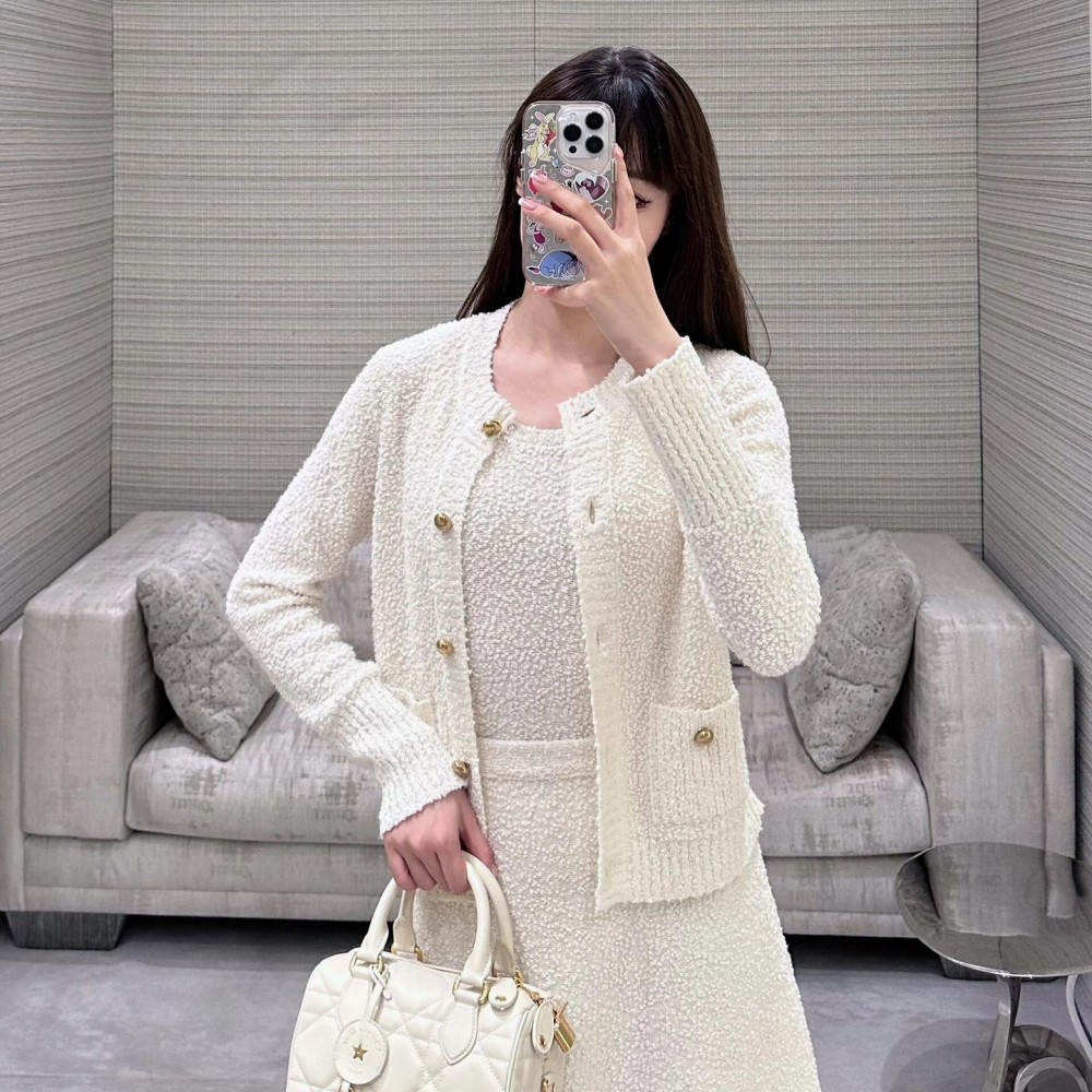 Christian Dior LADY DIOR denim white lambskin handbag Christian Dior LADY DIOR denim white lambskin handbag