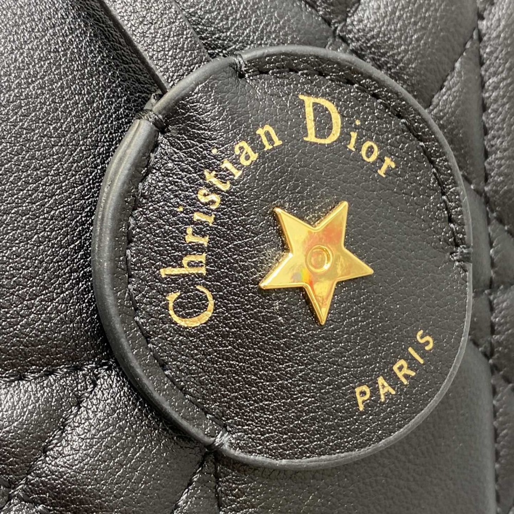Christian Dior My Dior series matte lambskin matte rattan pattern pure black handbag Christian Dior My Dior series matte lambskin matte rattan pattern pure black handbag