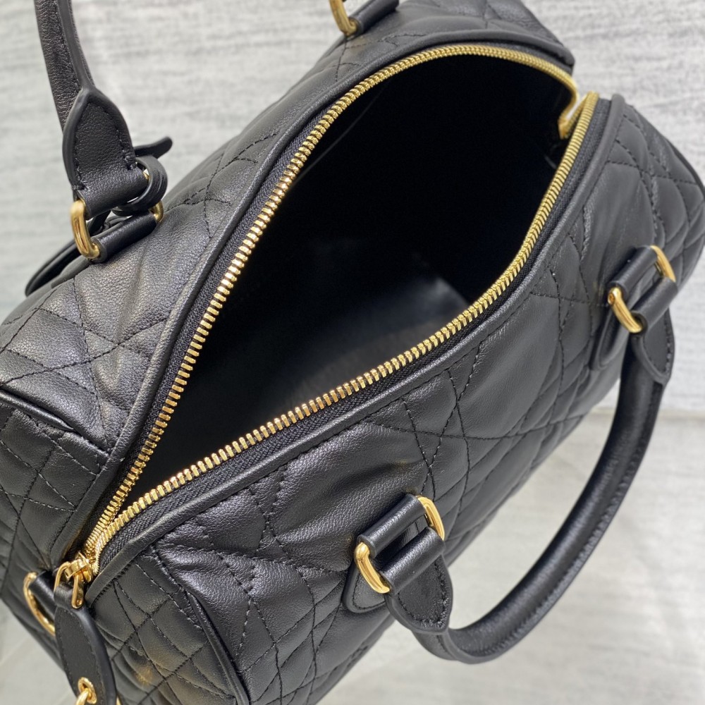 Christian Dior My Dior series matte lambskin matte rattan pattern pure black handbag Christian Dior My Dior series matte lambskin matte rattan pattern pure black handbag