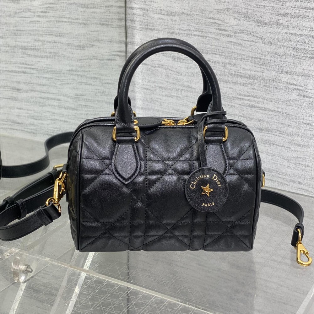 Christian Dior My Dior series matte lambskin matte rattan check medium pure black handbag Christian Dior My Dior series matte lambskin matte rattan check medium pure black handbag