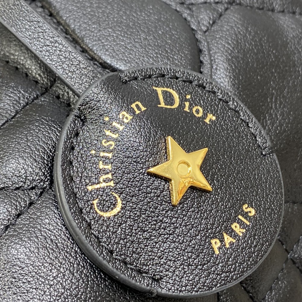Christian Dior My Dior series matte lambskin matte rattan check medium pure black handbag Christian Dior My Dior series matte lambskin matte rattan check medium pure black handbag