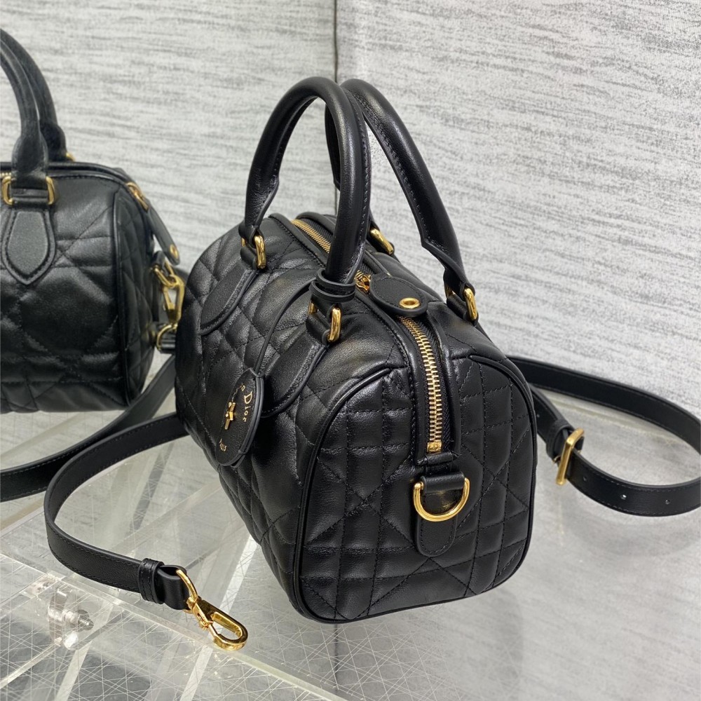 Christian Dior My Dior series matte lambskin matte rattan check medium pure black handbag Christian Dior My Dior series matte lambskin matte rattan check medium pure black handbag