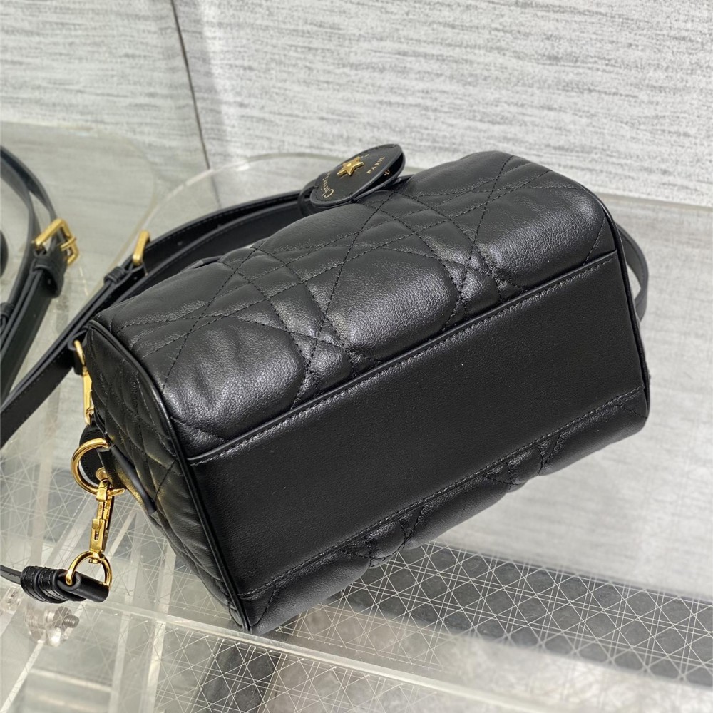 Christian Dior My Dior series matte lambskin matte rattan check medium pure black handbag Christian Dior My Dior series matte lambskin matte rattan check medium pure black handbag