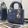 Christian Dior LADY Dior series blue patent leather exquisite hardware handbag Christian Dior LADY Dior series blue patent leather exquisite hardware handbag