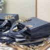 Christian Dior LADY Dior series blue patent leather exquisite hardware handbag Christian Dior LADY Dior series blue patent leather exquisite hardware handbag