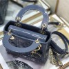 Christian Dior LADY Dior series blue patent leather exquisite hardware handbag Christian Dior LADY Dior series blue patent leather exquisite hardware handbag