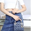 Christian Dior LADY Dior series blue patent leather exquisite hardware handbag Christian Dior LADY Dior series blue patent leather exquisite hardware handbag