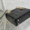 Christian Dior LADY Dior series bright black patent leather exquisite hardware handbag Christian Dior LADY Dior series bright black patent leather exquisite hardware handbag