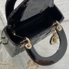 Christian Dior LADY Dior series bright black patent leather exquisite hardware handbag Christian Dior LADY Dior series bright black patent leather exquisite hardware handbag