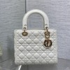 Christian Dior LADY Dior series pure white patent leather texture exquisite hardware large handbag Christian Dior LADY Dior series pure white patent leather texture exquisite hardware large handbag