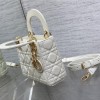 Christian Dior LADY Dior series pure white patent leather texture exquisite hardware small handbag Christian Dior LADY Dior series pure white patent leather texture exquisite hardware small handbag
