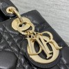 Christian Dior LADY Dior series pure black patent leather texture exquisite hardware medium handbag Christian Dior LADY Dior series pure black patent leather texture exquisite hardware medium handbag
