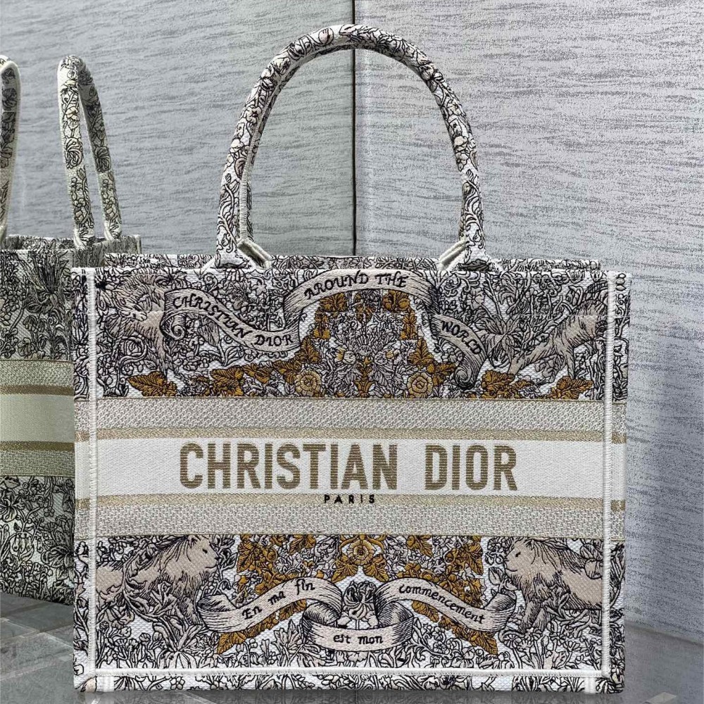 Christian Dior BOOK TOTE series platinum printed embroidered handbag Christian Dior BOOK TOTE series platinum printed embroidered handbag
