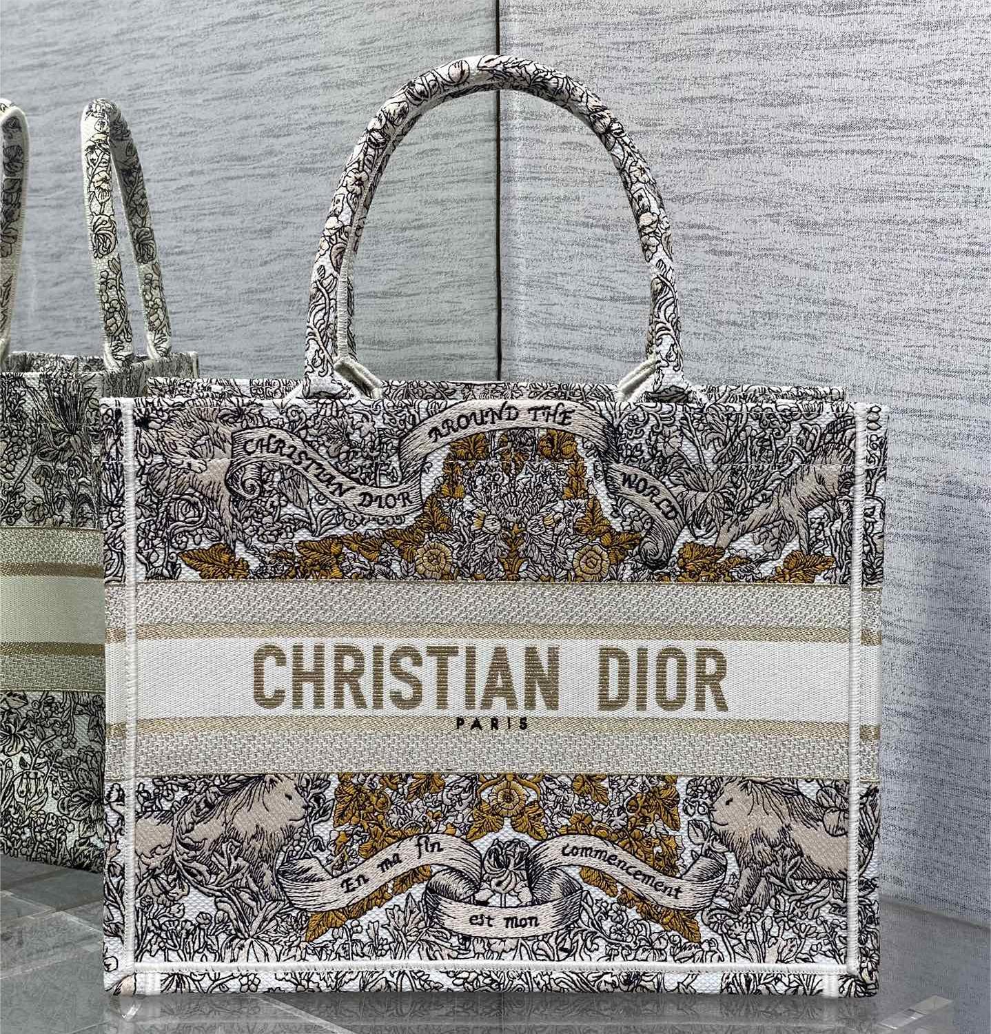 Christian Dior BOOK TOTE series platinum printed embroidered handbag Christian Dior BOOK TOTE series platinum printed embroidered handbag