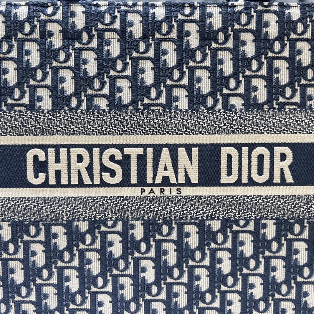 Christian Dior BOOK TOTE series dark blue medium printed embroidered handbag Christian Dior BOOK TOTE series dark blue medium printed embroidered handbag