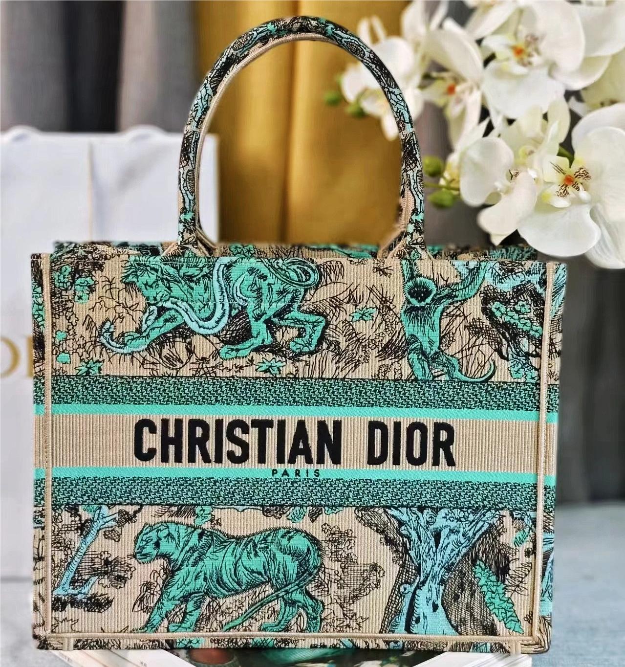 Christian Dior BOOK TOTE series emerald green printed embroidered handbag Christian Dior BOOK TOTE series emerald green printed embroidered handbag