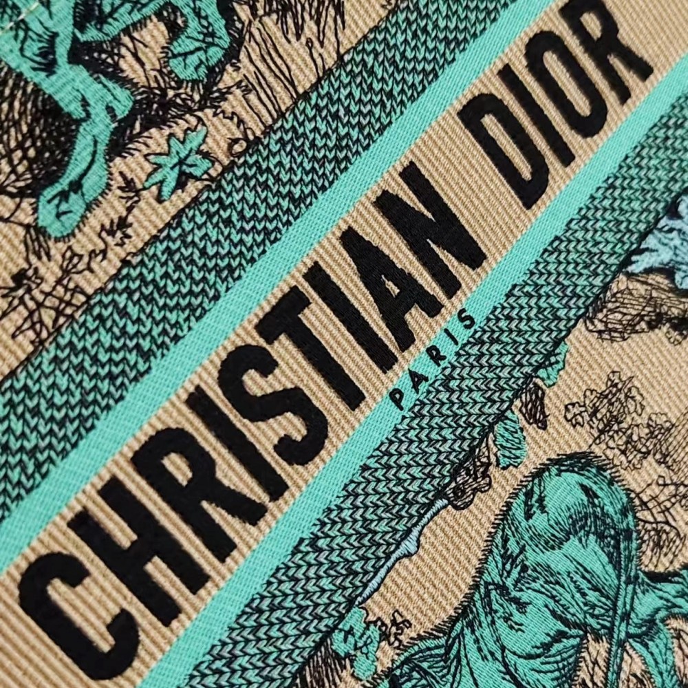 Christian Dior BOOK TOTE series emerald green printed embroidered handbag Christian Dior BOOK TOTE series emerald green printed embroidered handbag