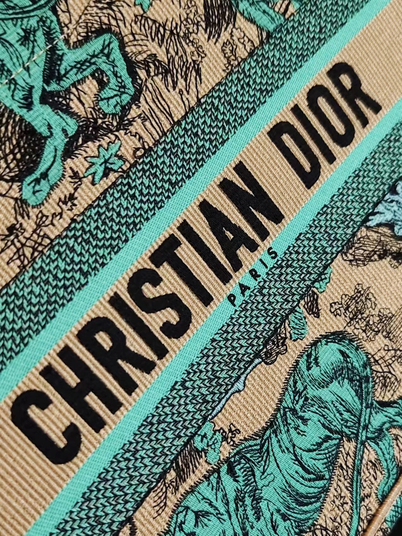 Christian Dior BOOK TOTE series emerald green printed embroidered handbag Christian Dior BOOK TOTE series emerald green printed embroidered handbag