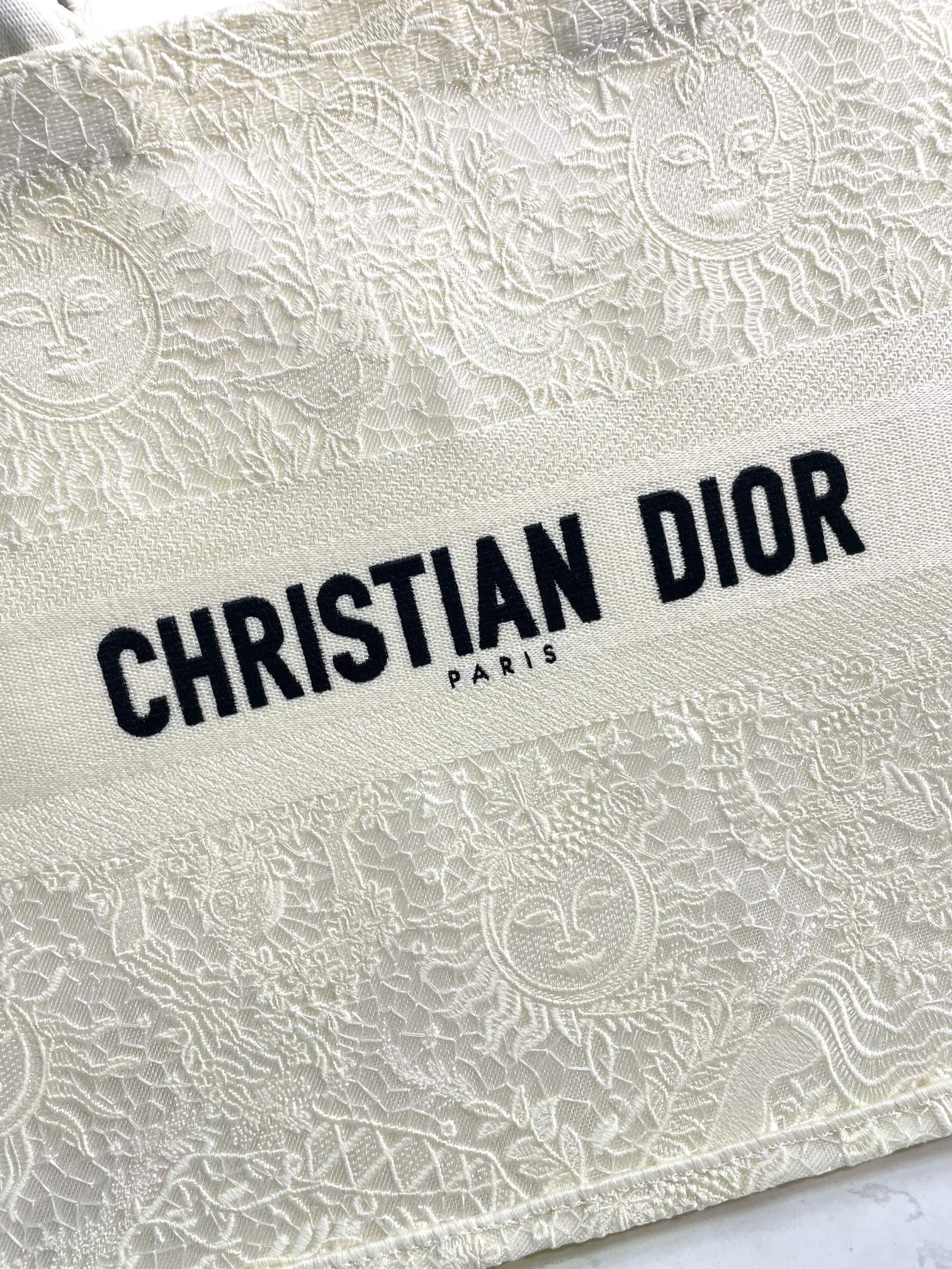Christian Dior BOOK TOTE series beige fabric printed embroidered handbag Christian Dior BOOK TOTE series beige fabric printed embroidered handbag