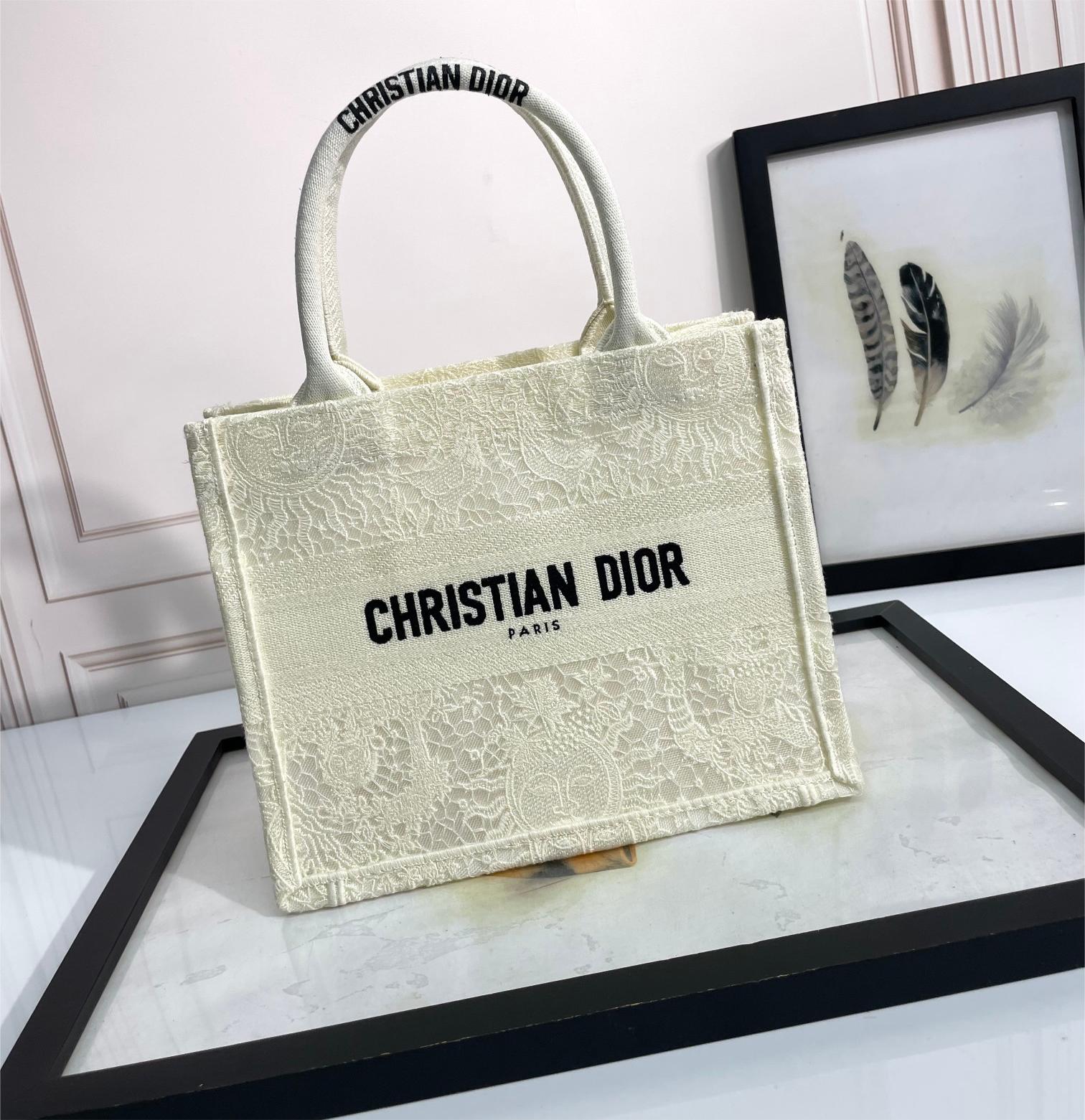 Christian Dior BOOK TOTE series small beige fabric printed embroidered handbag Christian Dior BOOK TOTE series small beige fabric printed embroidered handbag