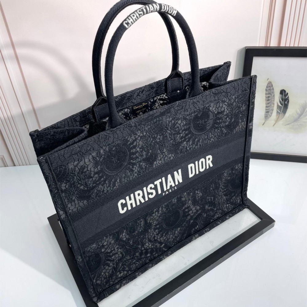 Christian Dior BOOK TOTE series large clear black printed embroidered handbag Christian Dior BOOK TOTE series large clear black printed embroidered handbag