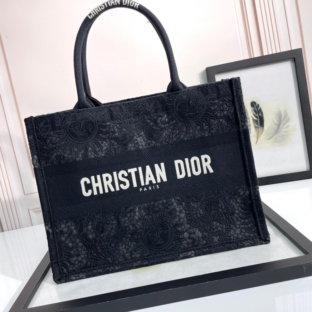Christian Dior BOOK TOTE series medium clear black printed embroidered handbag Christian Dior BOOK TOTE series medium clear black printed embroidered handbag