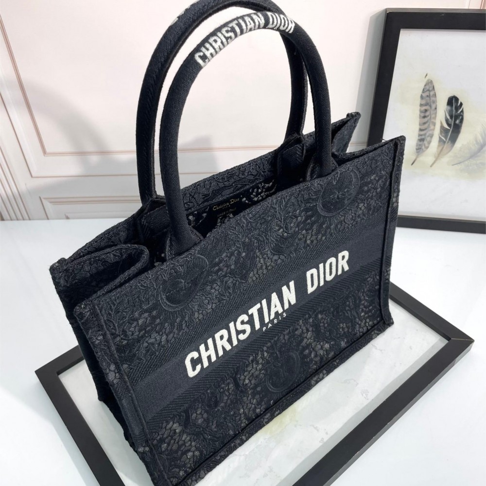 Christian Dior BOOK TOTE series medium clear black printed embroidered handbag Christian Dior BOOK TOTE series medium clear black printed embroidered handbag