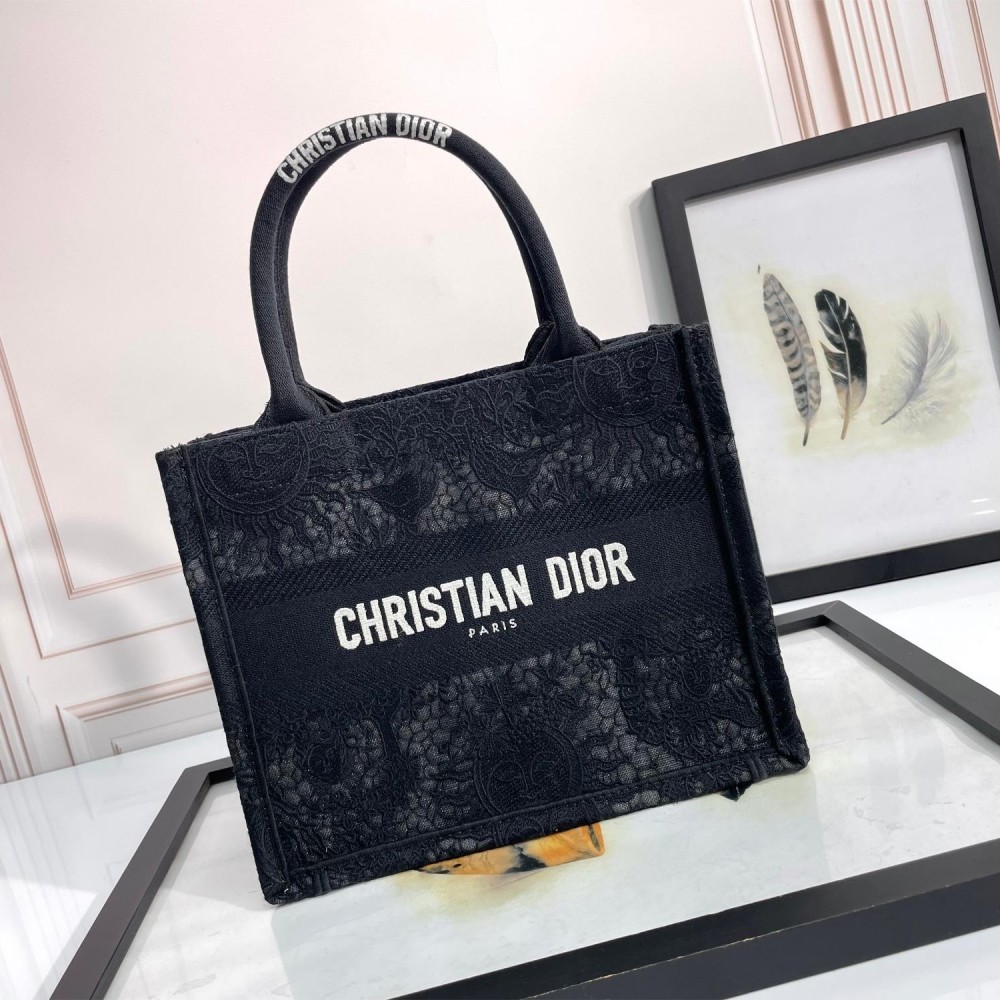 Christian Dior BOOK TOTE series small clear black printed embroidered handbag Christian Dior BOOK TOTE series small clear black printed embroidered handbag