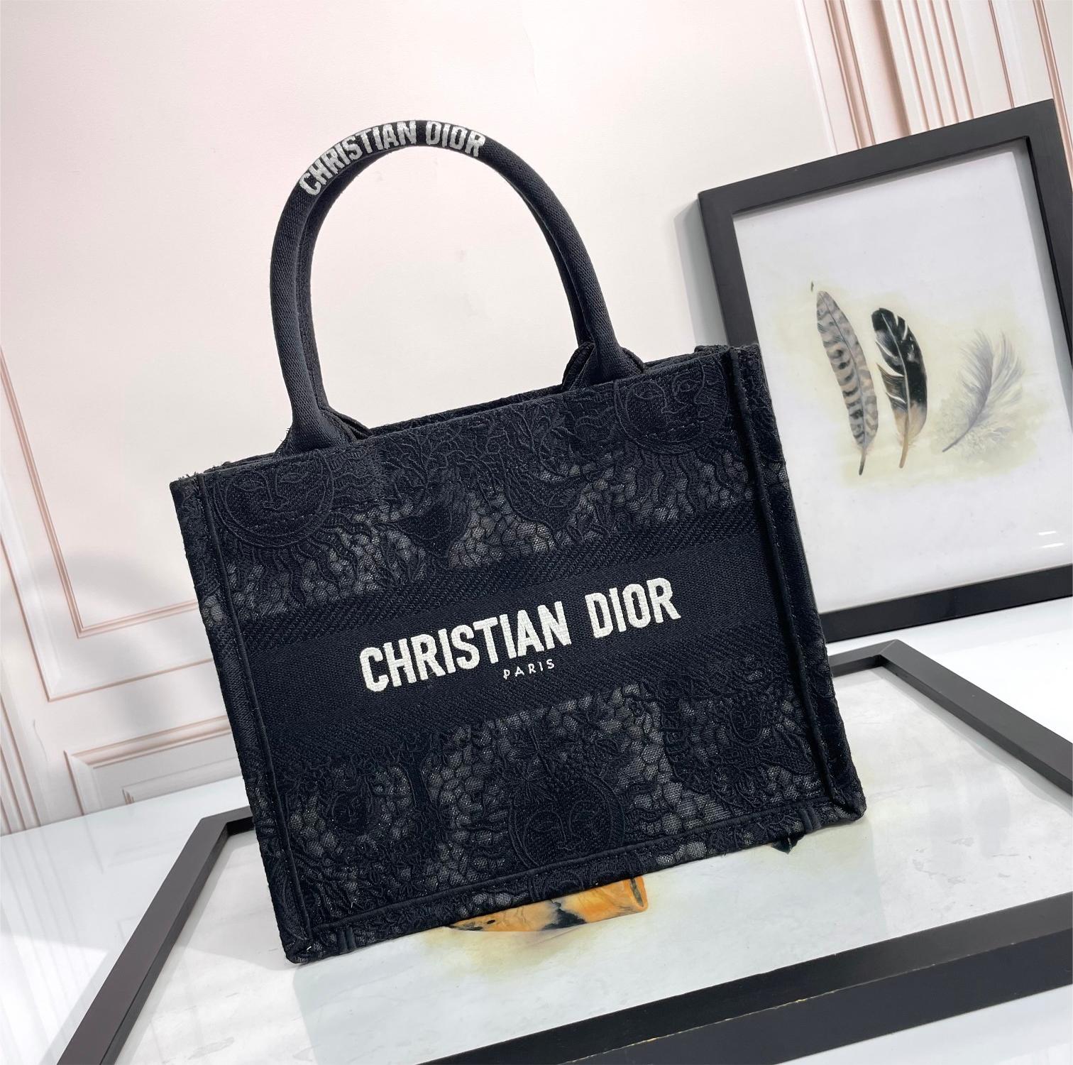 Christian Dior BOOK TOTE series small clear black printed embroidered handbag Christian Dior BOOK TOTE series small clear black printed embroidered handbag