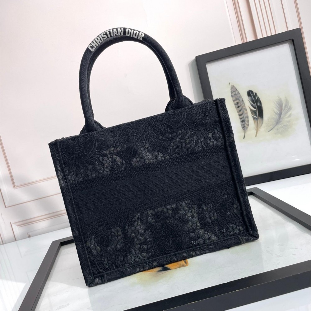 Christian Dior BOOK TOTE series small clear black printed embroidered handbag Christian Dior BOOK TOTE series small clear black printed embroidered handbag