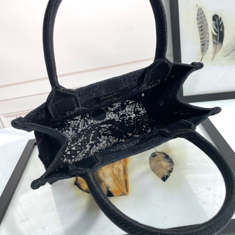 Christian Dior BOOK TOTE series small clear black printed embroidered handbag Christian Dior BOOK TOTE series small clear black printed embroidered handbag