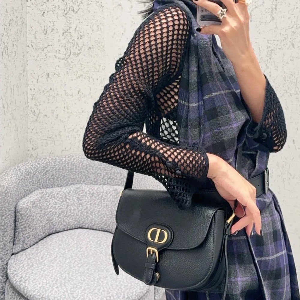 Christian Dior Caro series small lambskin black high waist handbag Christian Dior Caro series small lambskin black high waist handbag