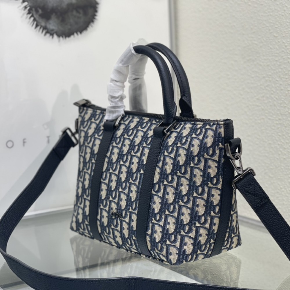 Christian Dior BOOK TOTE OBLIQUE printed jacquard black leather tote bag Christian Dior BOOK TOTE OBLIQUE printed jacquard black leather tote bag
