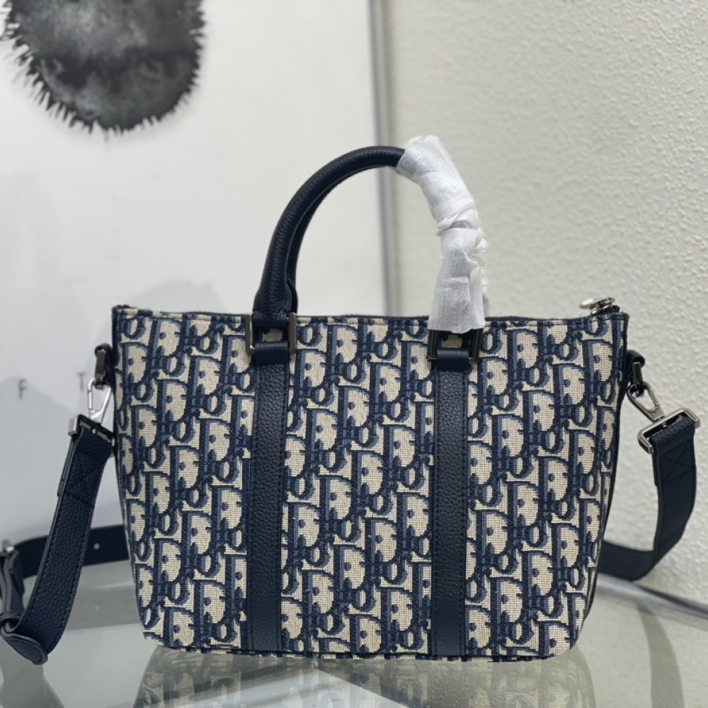 Christian Dior BOOK TOTE OBLIQUE printed jacquard black leather tote bag Christian Dior BOOK TOTE OBLIQUE printed jacquard black leather tote bag