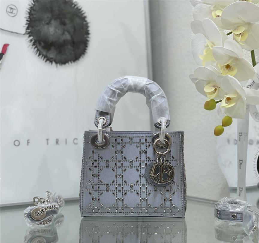 Christian Dior Lady Dior Cannage Lambskin Leather Bag with Crystal Embellished Christian Dior Lady Dior Cannage Lambskin Leather Bag with Crystal Embellished