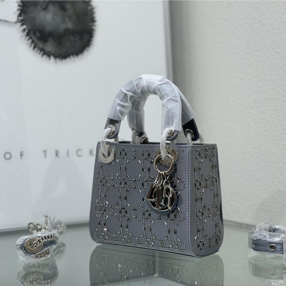 Christian Dior Lady Dior Cannage Lambskin Leather Bag with Crystal Embellished Christian Dior Lady Dior Cannage Lambskin Leather Bag with Crystal Embellished