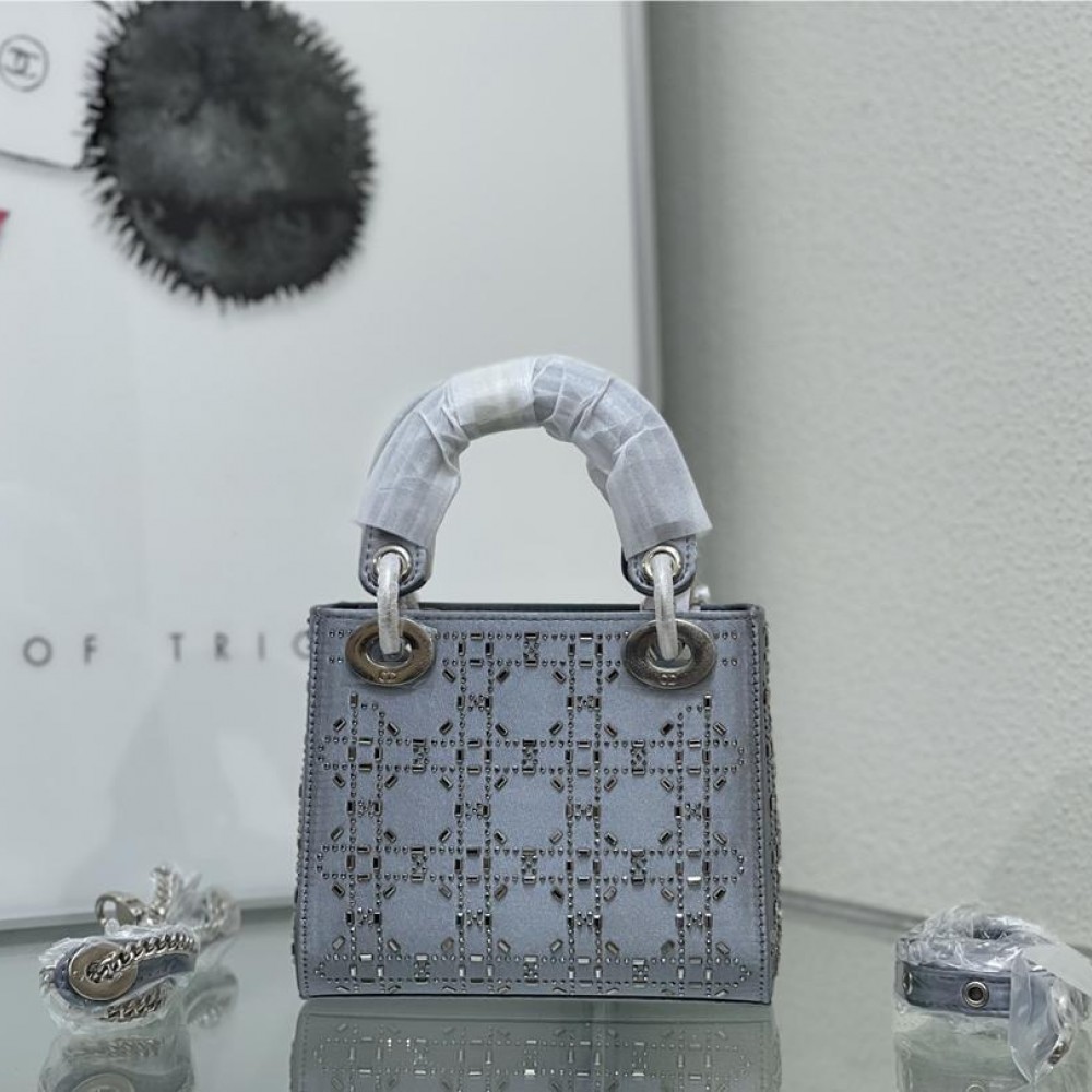Christian Dior Lady Dior Cannage Lambskin Leather Bag with Crystal Embellished Christian Dior Lady Dior Cannage Lambskin Leather Bag with Crystal Embellished