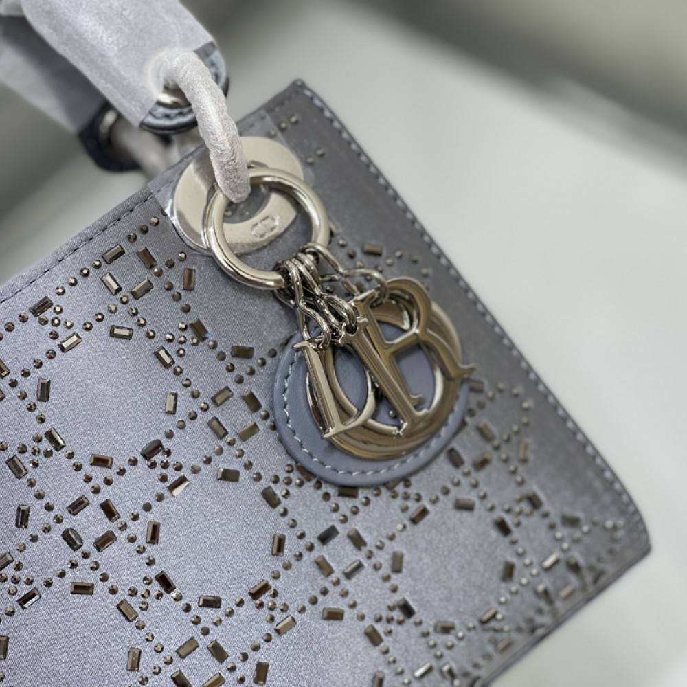 Christian Dior Lady Dior Cannage Lambskin Leather Bag with Crystal Embellished Christian Dior Lady Dior Cannage Lambskin Leather Bag with Crystal Embellished