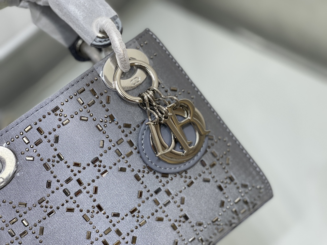 Christian Dior Lady Dior Cannage Lambskin Leather Bag with Crystal Embellished Christian Dior Lady Dior Cannage Lambskin Leather Bag with Crystal Embellished