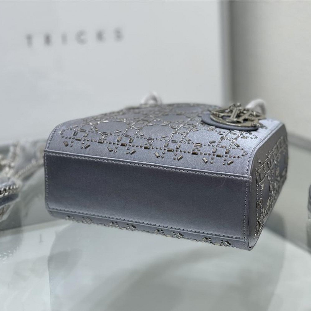 Christian Dior Lady Dior Cannage Lambskin Leather Bag with Crystal Embellished Christian Dior Lady Dior Cannage Lambskin Leather Bag with Crystal Embellished