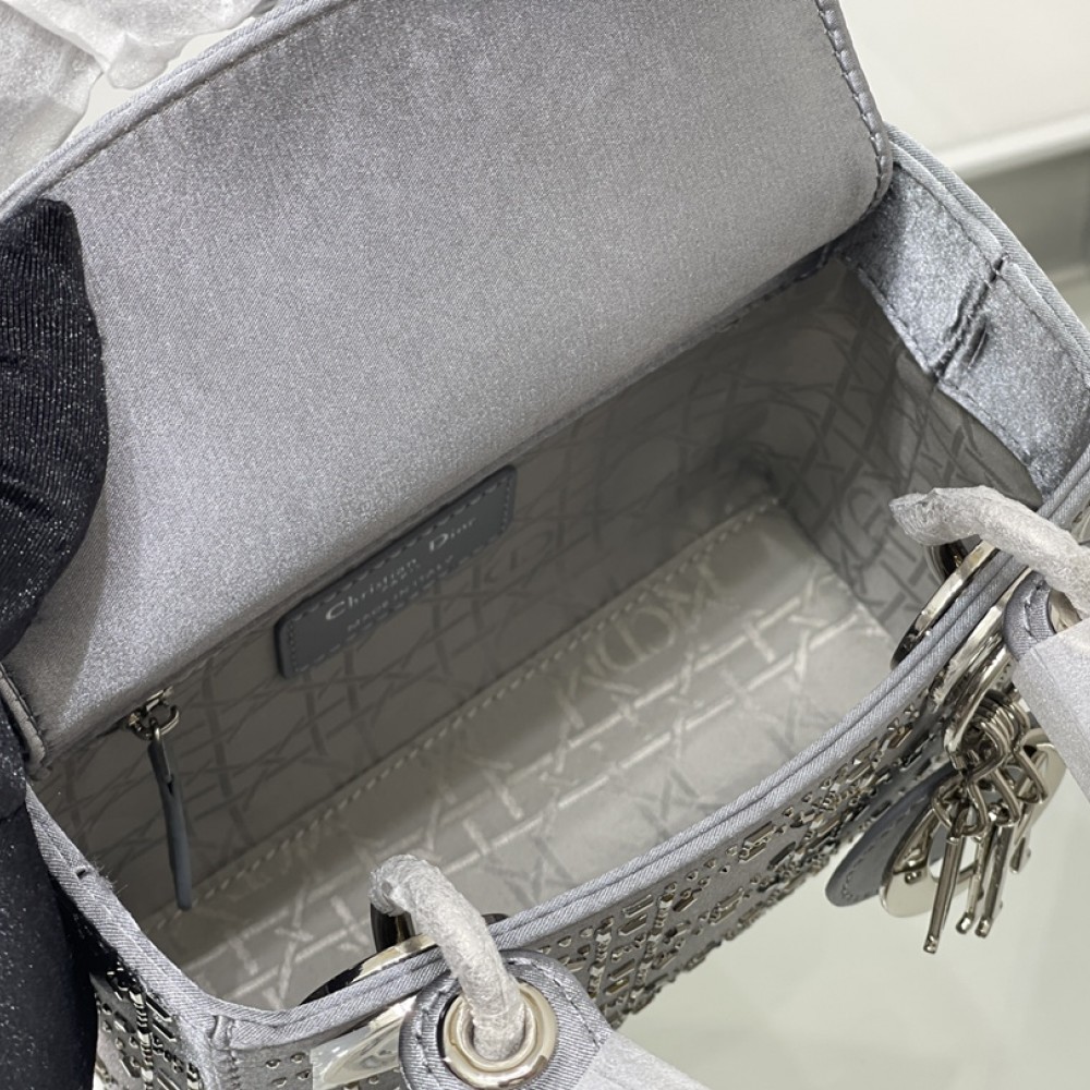 Christian Dior Lady Dior Cannage Lambskin Leather Bag with Crystal Embellished Christian Dior Lady Dior Cannage Lambskin Leather Bag with Crystal Embellished