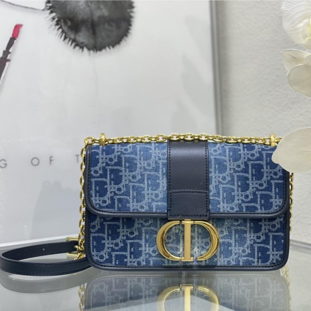 Christian Dior Caro series blue printed high-quality cowhide leather bag Christian Dior Caro series blue printed high-quality cowhide leather bag