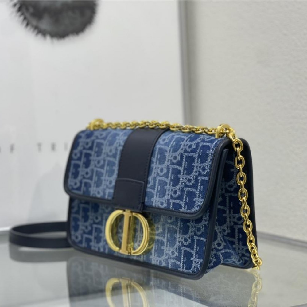 Christian Dior Caro series blue printed high-quality cowhide leather bag Christian Dior Caro series blue printed high-quality cowhide leather bag