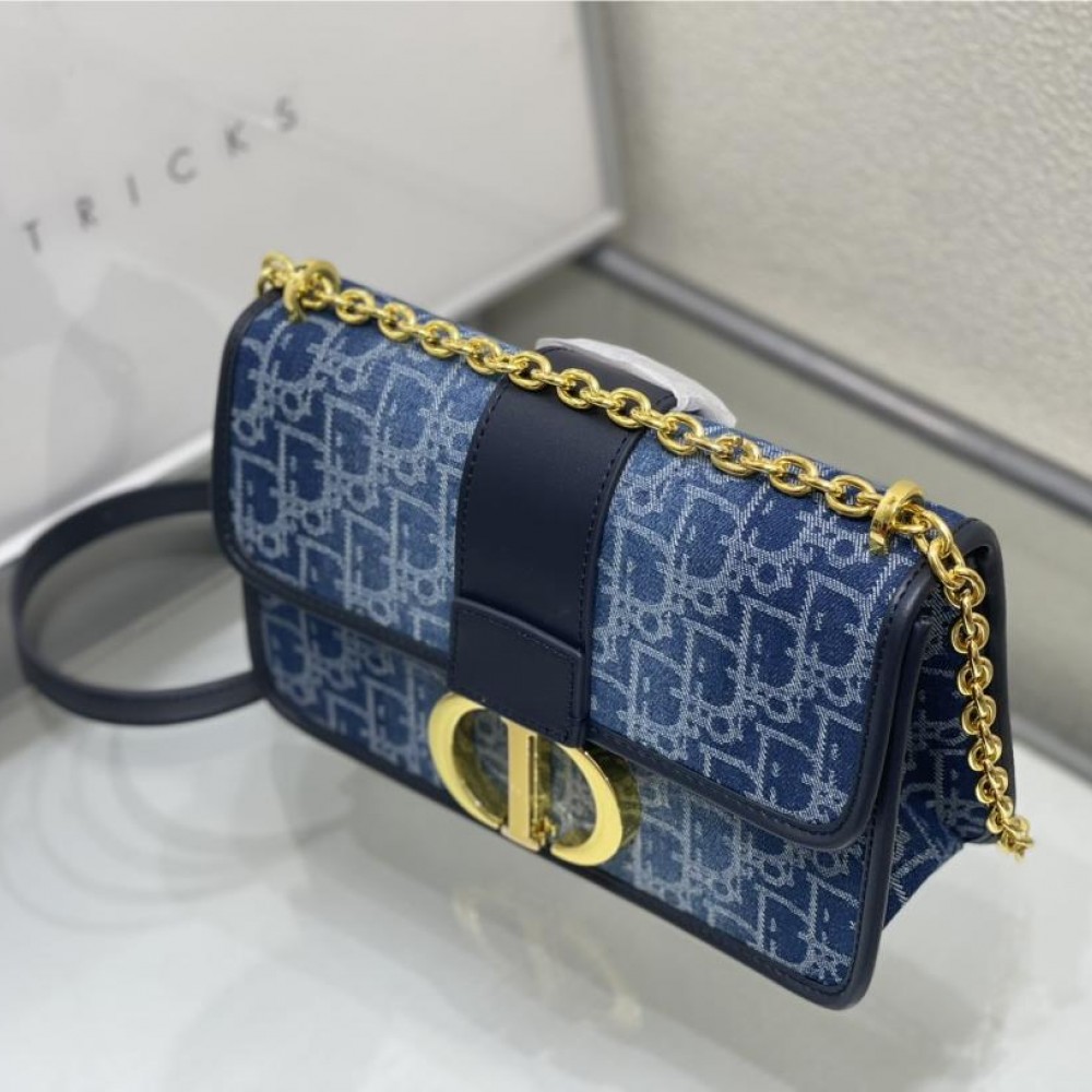 Christian Dior Caro series blue printed high-quality cowhide leather bag Christian Dior Caro series blue printed high-quality cowhide leather bag