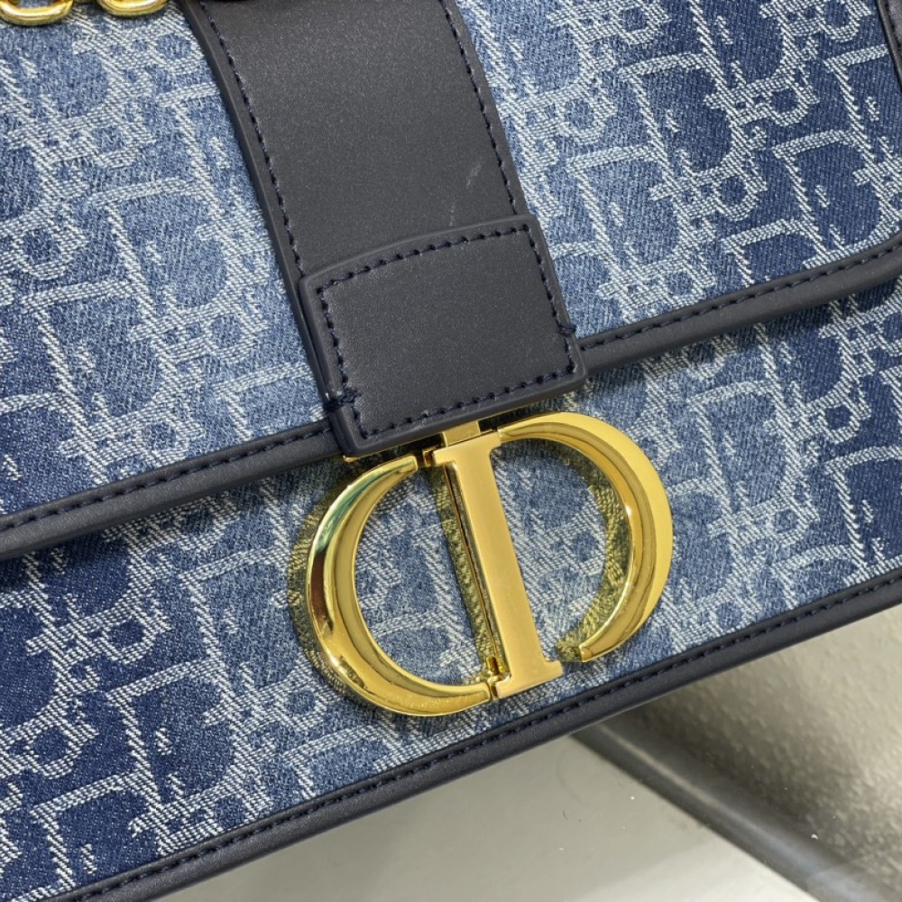 Christian Dior Caro series blue printed high-quality cowhide leather bag Christian Dior Caro series blue printed high-quality cowhide leather bag