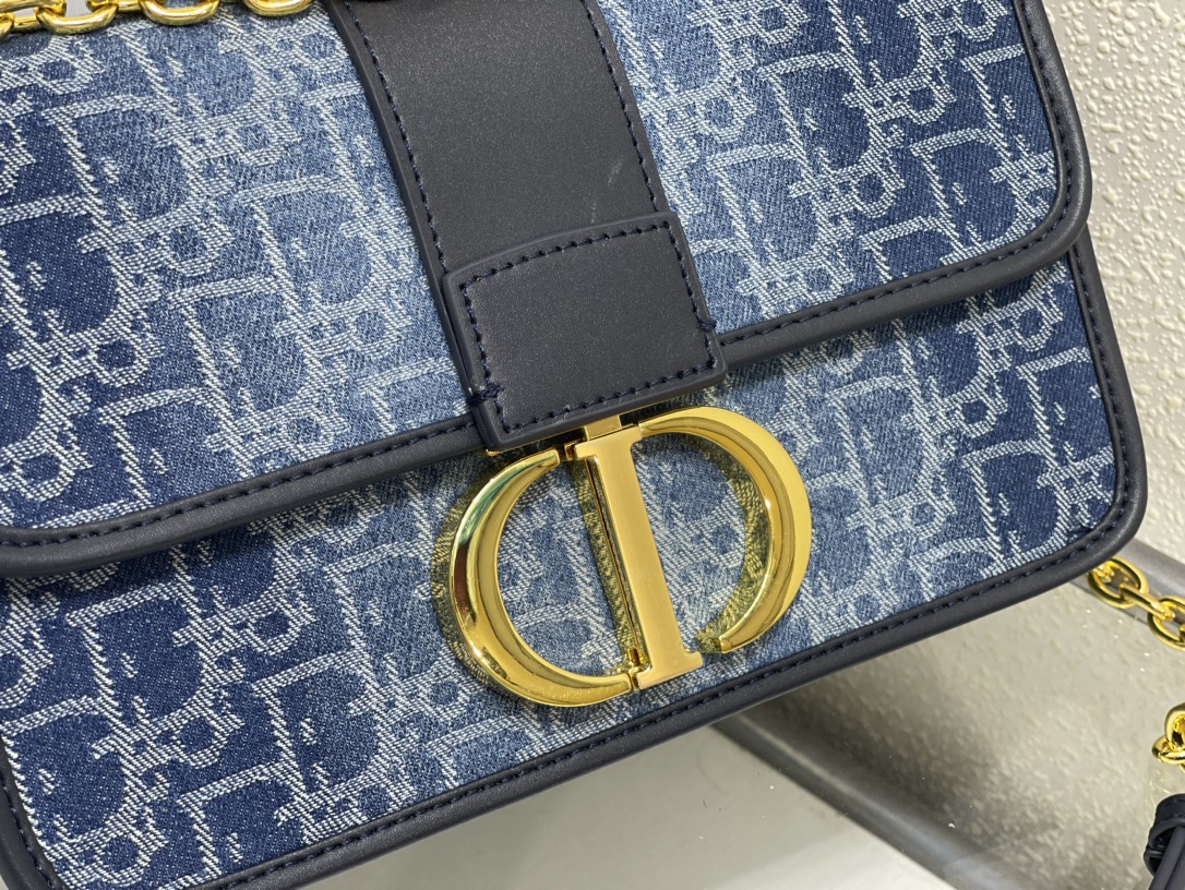 Christian Dior Caro series blue printed high-quality cowhide leather bag