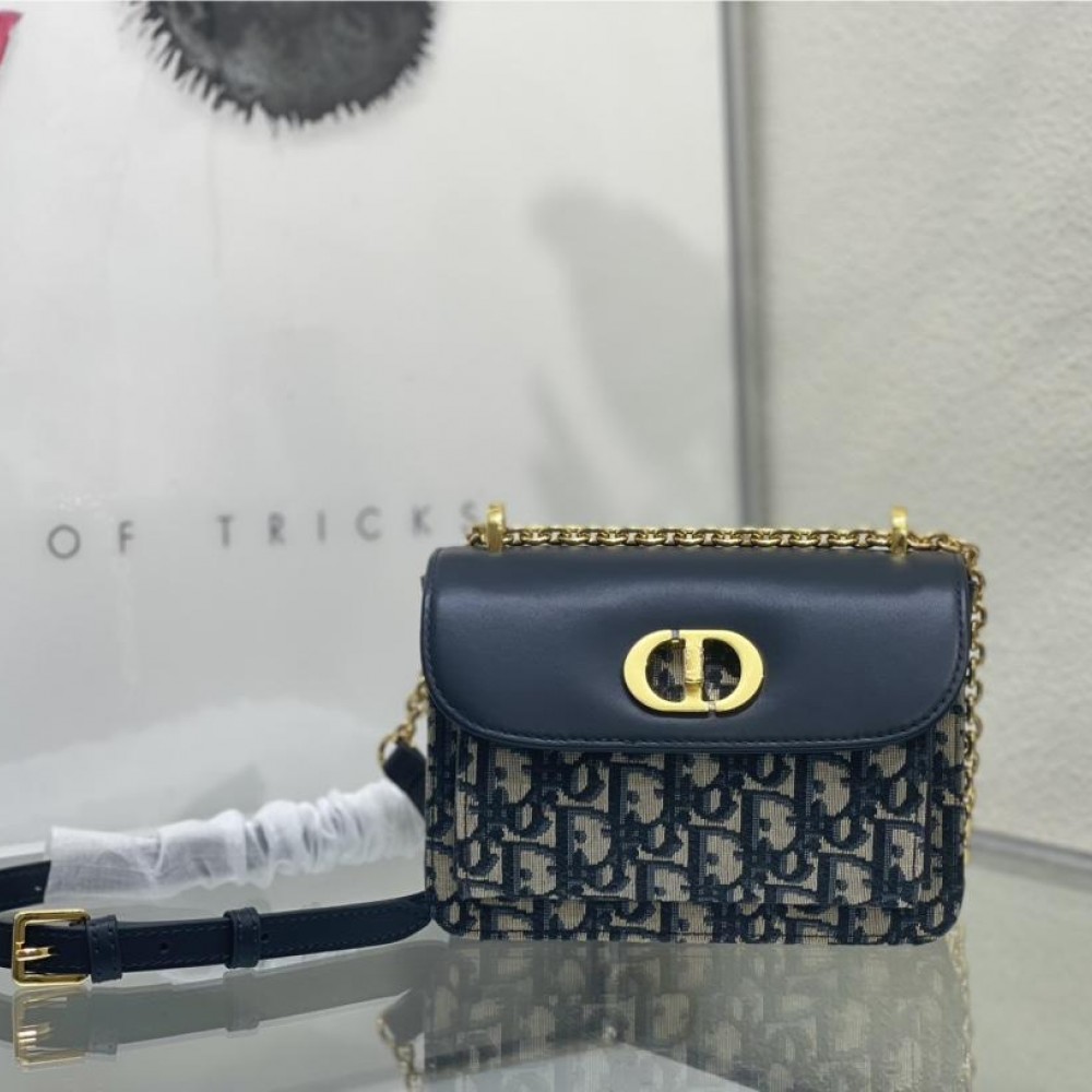 Christian Dior CARO series blue printed exquisite hardware chain bag Christian Dior CARO series blue printed exquisite hardware chain bag