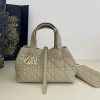 Christian Dior LADY DIOR classic rattan stitching gray handbag Christian Dior LADY DIOR classic rattan stitching gray handbag